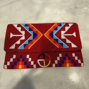 Indian Red & multicolor Clutch Seed Bead Crossbody Bag Party wear.